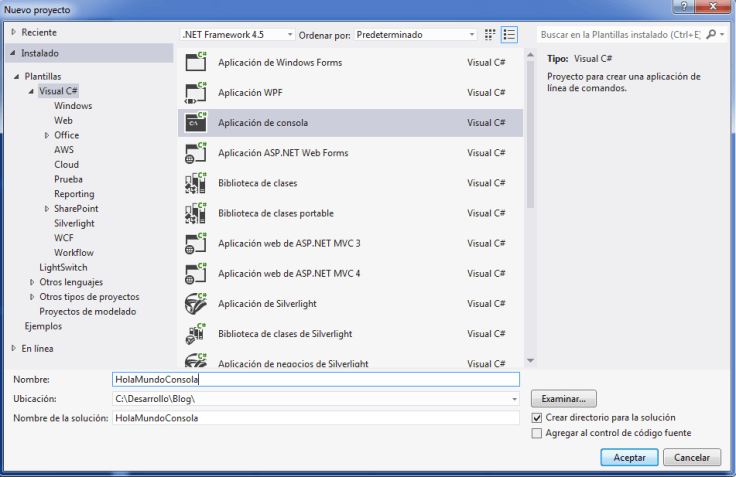 Pantalla de Creación de Aplicación